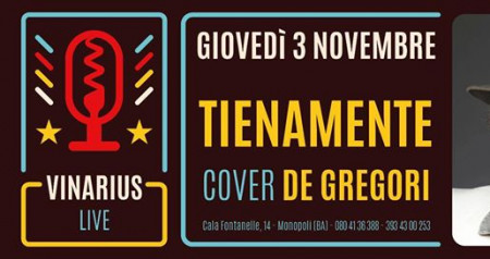 Giovedi 3 Nov. al Vinarius "Tienamente band" tributo De Gregori