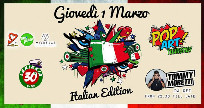 GIO 1/3 - Serata Italiana & Larikkia 30th bday -Tommy Moretti DJ