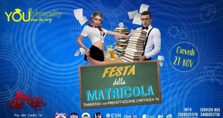 Giov 21 Nov YOUniversity "Festa Della Matricola" To Demode Club!